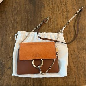 New Chloé mini chain Faye crossbody bag brown and orange